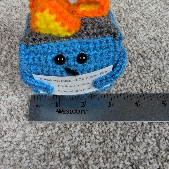 Blue Emotional Support Dumpster Fire Plush Toy Funny Novelty Gift Desk Buddy - Picture 7 of 9
